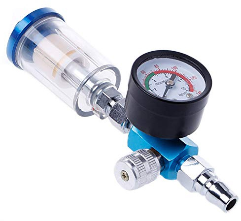 Pneumatic Spray Regulator Gun 1/4 Air Pressure Gauge with in-Line Water Trap Air Filter Separator Pressure Gauge Combination Tool Kit for Spray Paint Guns