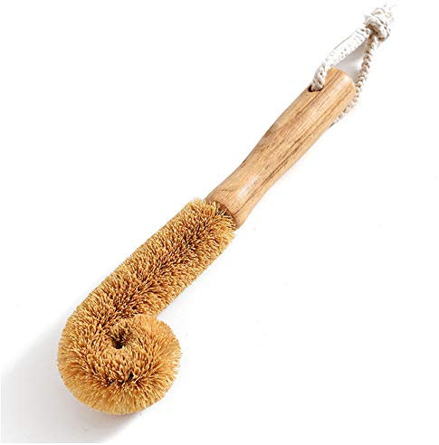 ericotry 1PCS 24cm/9.4inch Cleanning Brush Long Handle Coconut Fibre Hair Bendable Cleaning Washing Brush for Glass Bottle Cup Winebottle Kitchen Home