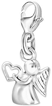 CLEVER SCHMUCK Silver berlock berlock liten ängel 10 med hjärta i handen glänsande STERLING SILBER 925 för flickor, tonåringar eller kvinnor i etui vit