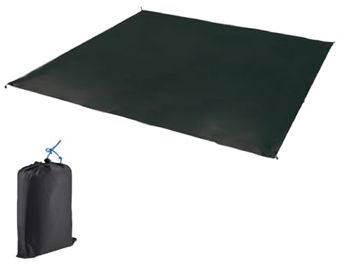 JEELAD Tent Footprint Camping Tarp Picnic Mat Waterproof Tent Floor Saver Ultralight Ground Sheet Mat for Hiking, Backpacking, Hammock, Beach with Storage Bag (Black, L)