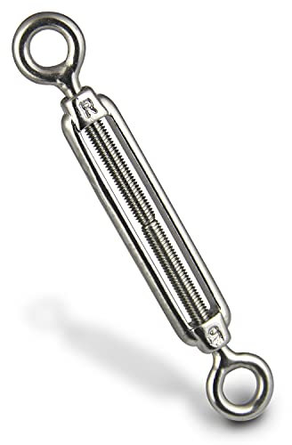 PROTECH 1 Stück Drahtspanner M8 Öse und Öse Edelstahl V4A Seilspanner Auge und Auge Spannhaken Spannschloss Spannschraube Spanner Drahtseil