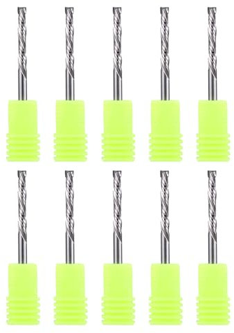 EU_HOZLY 3.175mm gambo con diametro di taglio 3.175mm, fresa in metallo duro, punta di compressione su e giù, 2 frese per incisione, fresatura, sgrossatura, 10 pezzi