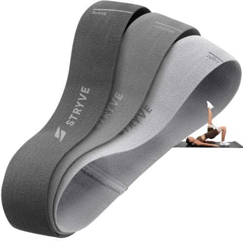 STRYVE Training Bands aus Stoff - Resistance Bands rutschfest - Loop Bänder Krafttraining 3er Set (Light, Medium & Strong) - Booty Band für Pilates - Reißfeste Widerstandsbänder Stoff