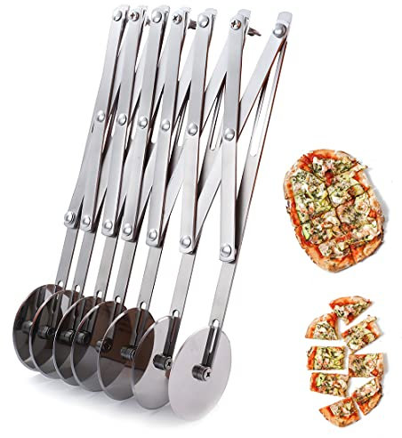 Coupe-Pâte à 7 Roues Pizza Cutter Diviseur de Pâte en Acier Inoxydable, Coupe-Pizza Ajustable Trancheuse à Pizza, Couteau à Pâtisserie, Séparateur avec Poignée