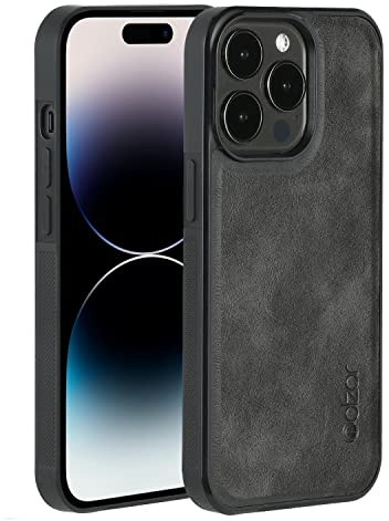 Molzar GripBig Series for iPhone 14 Pro Case, Built-in Metal Plate for Magnetic Mount, Works with Qi-certified Chargers, Compatible with iPhone 14 Pro, Black/Black