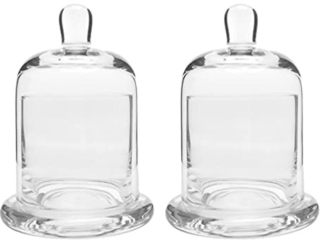 FOMIYES Glass Cloche Glass Cloche Candle Dome 2 Sets Bell Jar Cake Pan Cover Display Cover for Dessert Foods Candles Plants Cheese Bell Jar Small Display Case