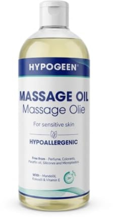 Hypogeen Massageöl 500 ml – Hypoallergen & Parfümfrei – Für Empfindliche Haut – Mit Mandelöl & Jojobaöl – Professionelles Massageöl mit Langer Gleitfähigkeit – Für Wellness & Entspannungsmassagen