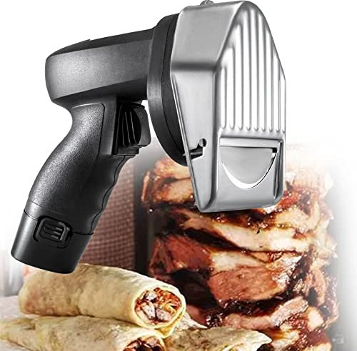 ATAAY Cuchillo eléctrico inalámbrico Profesional Shawarma Doner Kebab, Cuchillo Gyros eléctrico Comercial Doner Kebab, Cortador Gyro para Shawarma 80 W para Restaurante hogar al Aire Libre