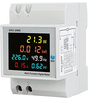 RANRAO 6IN1 Stromzähler KWh Zähler DIN Hutschiene Energiemessgerät AC40-300V 100A Smart Stromzähler Stromverbrauch Messgerät Frequency Factor Meter, für Stromverbrauchsüberwachung