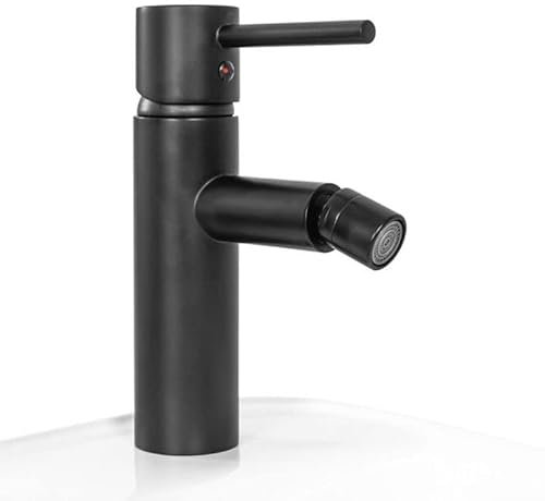 Rea Bidetarmatur TESS BLACK Mischbatterie für Bidet aus Messing Einhand-Bidetbatterie für Toilette Bad WC (Schwarz)