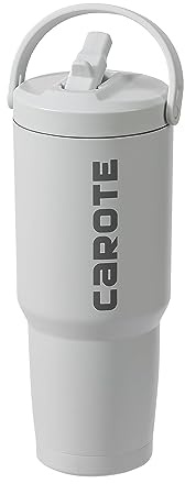 CAROTE Edelstahl Trinkflasche mit Strohhalm 960ml, VakuumThermosflasche mit flexibler Kappe,auslaufsicherem, BPA-Frei, Isolierflasche doppelwandig für heiße und kalte Getränke