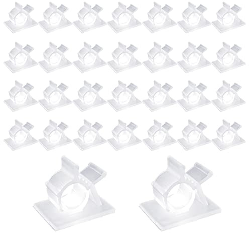 Viaky 30 Stück Kabel Clips, Selbstklebende Kabelhalter Kabel Organizer mit 4 einstellbaren Haken, Kabelmanagement & Kabelbefestigung für Auto, Zuhause, Büro & Unter Schreibtisch (Transparente)