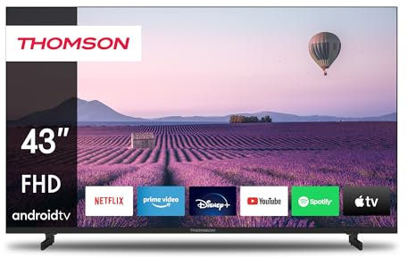 THOMSON 43 Pulgadas (109 cm) LED Full HD Smart Android TV, Google Assistant, Wi-Fi, Dolby Digital, Bluetooth, Triple-Tuner (Cable/Satélite/Antena), HDMI, Ci+, A+ Panel – 43FA2S13