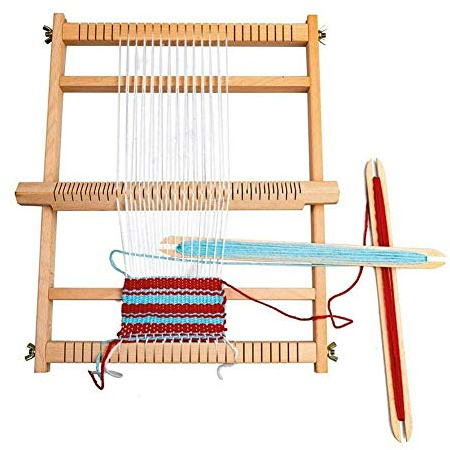 GUYOS Webrahmen Strickliesel Für Erwachsene Kinder, Webstuhl Aus Holz Viereckig DIY Holz Webrahmen Set Strickstuhl Handarbeits Holzspielzeug Idea für Anfänger (40 x 26 x 3,5 cm(Für Kinder))