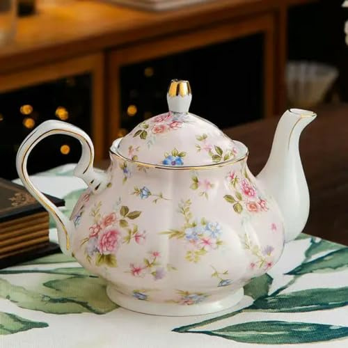 SOREZE 400ML Europäische Bone China Teekanne Englisch Nachmittag Tee-Set Teekanne Porzellan Kaffeekanne Hitzebeständige Wasserkocher Topf