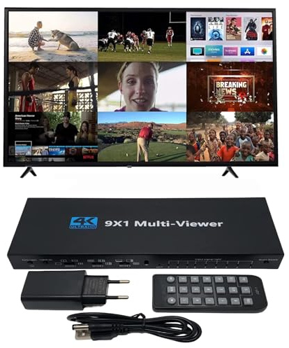 4K HDMI Multi-Viewer Switch 9x1/Screen Divider/Switch | 1080p / 4K @30Hz | 10 modes de visualisation Support Audio Sync Output for Security Camera, Gaming Consoles