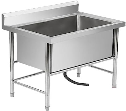 Outdoor küche robustes Spülbecken aus Edelstahl mit einzelnem Kaltwasserhahn mobiles spültisch edelstahl eckig spülbecken für Wäsche, spülbecken edelstahl Geeignet für Bauernhäuser, Badezimmer, Bars (
