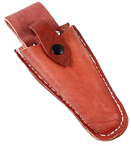 POPETPOP Bolsa de Cuero para Tijeras de Podar, Funda para Herramientas de Jardinería, Cierre a Presión, Protege Tijeras