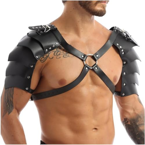 Limmion Harness Männer Leder Herren Body Sexy Unterwäsche für Mann, Leder Dessous für Sex Brustgeschirr, Soldat Rüstung Harness Punk Gothic Fetisch Bandage Gürtel, Gay Bodysuit Erotik Wäsche