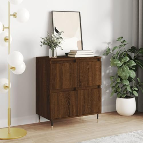ShGaxin Skänk brun plywood, ek 60 x 35 x 70 cm, sidobord för vardagsrum, entrébyrå, köksbänk, vardagsrumsskåp, extra möbler 831211
