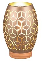 lightling Tischlampe Bill mit Holzakzenten, mit Schnurschalter, IP20 Indoor, exkl. 1 x E27 max. 28W, Ø 15 cm, Höhe 21 cm, Metall, coffee
