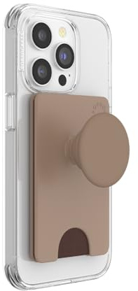 PopSockets Phone Wallet with Expanding Phone Grip, Phone Card Holder - Latte