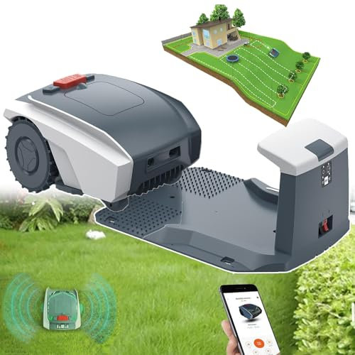Tondeuse Robot Intelligente avec Limites Virtuelles, Hauteur RéGlable (2-5 Cm), Coupe Jusqu'à 1 500 M², Planification De Parcours GPS + ContrôLe par Application + Auto-Chargement, 100 ㎡/H