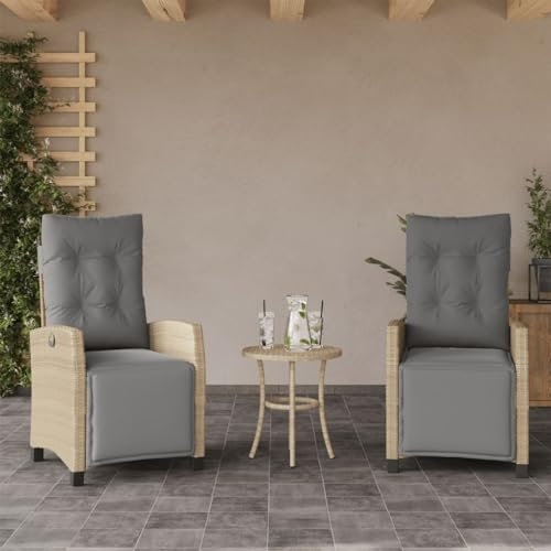 Somanki Gartensessel mit Fußteil 2 STK. Verstellbar Poly Rattan, Gartenstühle, Gartenmöbel, Balkonstuhl, Garten Stühle, Terrassenstühle, Balkonmöbel - 365245
