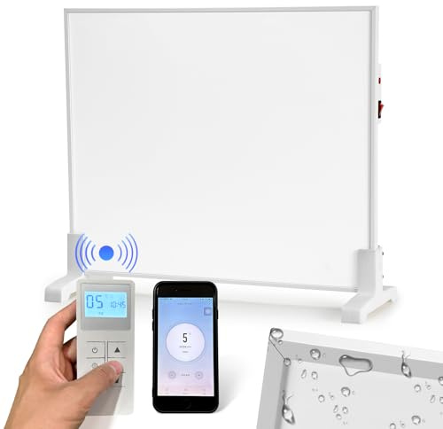 Eulenke Riscaldamento a infrarossi con termostato da 600 W, riscaldamento a parete a infrarossi con protezione da surriscaldamento, riscaldamento a parete elettrico, mobile e a risparmio energetico,