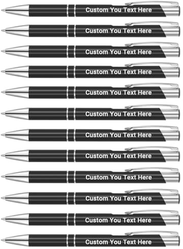 Zoonnis 12 Stylos à Bille Rétractables Personnalisés pour les Affaires Stylo Personnalisé Gravé en vrac pour les Femmes et les Hommes avec Texte du nom Stylo Personnalisé avec Encre Noire