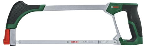 Bosch Bügelsäge 300mm (Universalsäge mit robustem Bimetall-Sägeblatt für präzise Schnitte in Metall, Holz, Kunststoff und mehr; 24 TPI; einfacher Blattwechsel; Schnittwinkel 45°/90°; Softgrip)