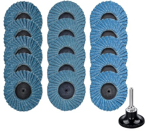 Treki 50mm Flap Grinding Disc Kit, 15Pcs Roll Lock Flap Sanding Wheels with 1/4 Shank Disc Holder 40/60/80 Grit Flap Discs for Angle Grinder to Sanding Grinding Metal Wood