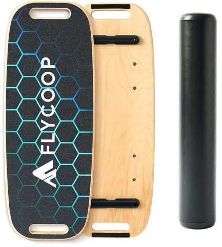 Flycoop Premium Balance Board für Erwachsene | Professionelles Balancier- & Koordinationstrainingsgerät inkl. Rolle