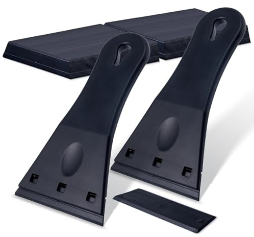 Black Glass Scraper, 3.1in x 5.7in Window Scraper, Ceramic Hob Scraper Oven Scraper Tile Scraper Includes 10 Piece Plastic Scraper Replacement, for Remove Labels Stickers Decals, Safe to Glass