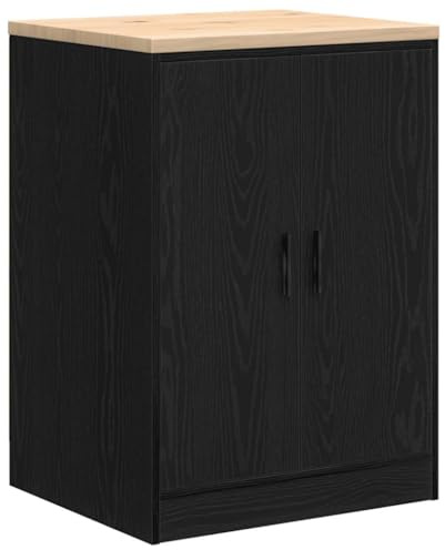 vidaXL Armoire de Rangement de Garage Noir 60x51x85 cm Bois de pin, Armoire, Armoire à Outils, Armoire Basse, Armoire de Garage, Armoire de Rangement