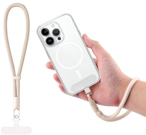 BOXOB Dragonnes de Téléphone, Dragonne de Téléphone Simple Dragonne de Téléphone Portable Confortable avec Languette d'Attache pour iPhone et la Plupart des Étuis de Téléphone (Chameau)