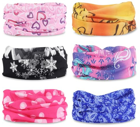 6 Pcs Multifunctional Headwear Bandana, Headband Outdoor Scarf Unisex