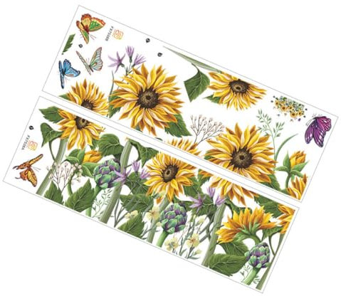 Hemobllo Sonnenblumen Schmetterling Wandtattoo Pvc Wandaufkleber Selbstklebend Ablösbar 25x70cm Deko Für Kinderzimmer Wohnzimmer