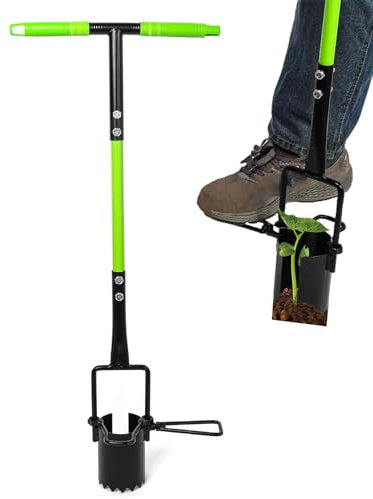 Ensemble d'outils de jardin idéal – Outil de jardinière à bulbes à long manche | Base dentelée pour planter des bulbes | Poignée antidérapante Outil de jardinage multifonction pour désherber le sol,