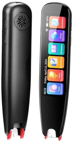 SVANTTO S2 Reader Translator Pen Scanner, Text to Speech Device for Dyslexia, OCR Digital Highlighter Pen, Exam, Bluetooth Langage Translator, No Monthly Fee（Black）