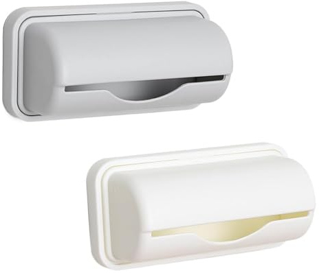 Lot de 2 distributeurs de sacs poubelle adhésifs durables en plastique pour sacs poubelle à fixation murale pour cuisine et salle de bain