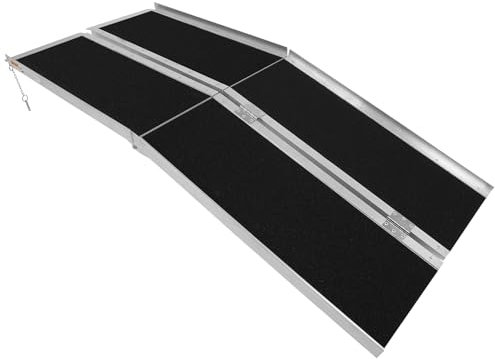 HTDRE Mehrfach Faltbare Rollstuhlrampe, 1,8 m, rutschfeste Schwellenrampe, Aluminium, faltbar, für Mobilitätsroller, zusammenklappbar, für Stufen, Zuhause, Treppen, Türen