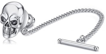 Schädel Krawattennadel Pin aus Sterlingsilber Punk Schädel Krawattenschmuck Accessoires für Männer.