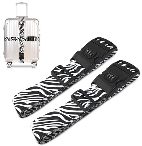 Suweir Set de sangles de valise avec serrure à combinaison - Sangle de valise visible - Ceinture de bagage - 5 * 190 cm - Sangle de valise réglable - Accessoires de valise pour reconnaître rapidement