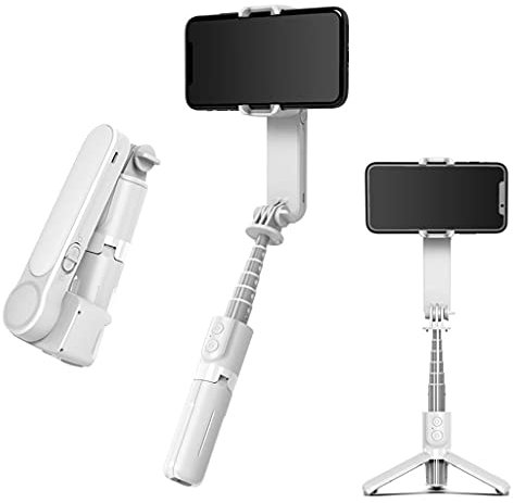 LLHCF Stabilisateur portable pour smartphone avec perche à selfie extensible et trépied à distance Rotation automatique à 360°