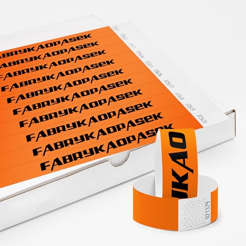 Personalisierbar Einlassbänder aus Tyvek 100 Stück - 25x255 mm Neonorange | Mit Aufdruck oder Logo, Events, starke Klebstoffbindung, Antiallergen - Selbstklebend und Wasserdicht Festival Armbänder