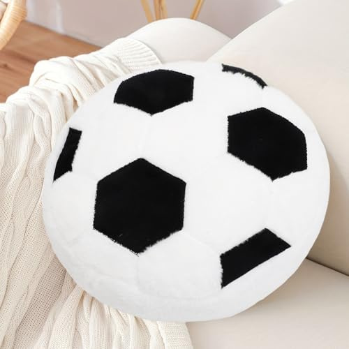 Umllpet Plüsch Fußball Sitzkissen 35x35cm, Weiches Fussball-Kissen als Gemütliche Sitzgelegenheit, Kreative Deko für Kinderzimmer & Jugendzimmer, Fussball Geschenk für Jungen