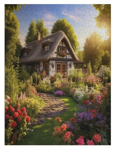 Rustikales Cottage Holzpuzzle 500 Teile Klassische Puzzles Erwachsene Kinder Puzzle DIY Kit Holzspielzeug Einzigartiges Geschenk 55×41cm