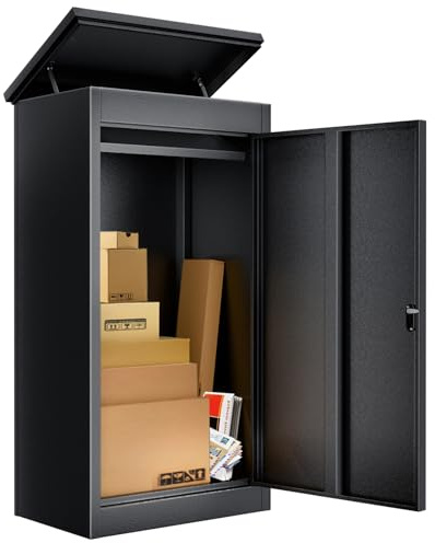 Vakiorn Briefkasten für den Außenbereich, Paketbriefkasten mit Schloss aus Automobilstahl, wasserdichte, Diebstahlsichere Paketbox für Ihr Heimgeschäft, Parcel Box 111CM