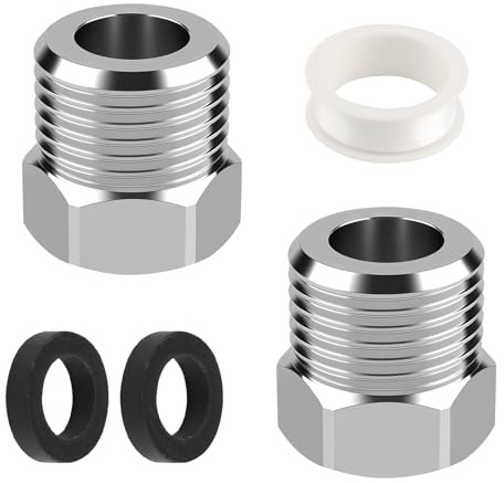 2 Stück Edelstahl Rückschlagventil 3/8 auf 1/2 – Reduzierung 1/2 auf 3/8 Adapter 3/8 auf 1/2, Wasseranschluss Adapter, Reduziernippel 1/2 auf 3/8 Edelstahl, Flexschlauch 3/8 auf 1/2 Zoll